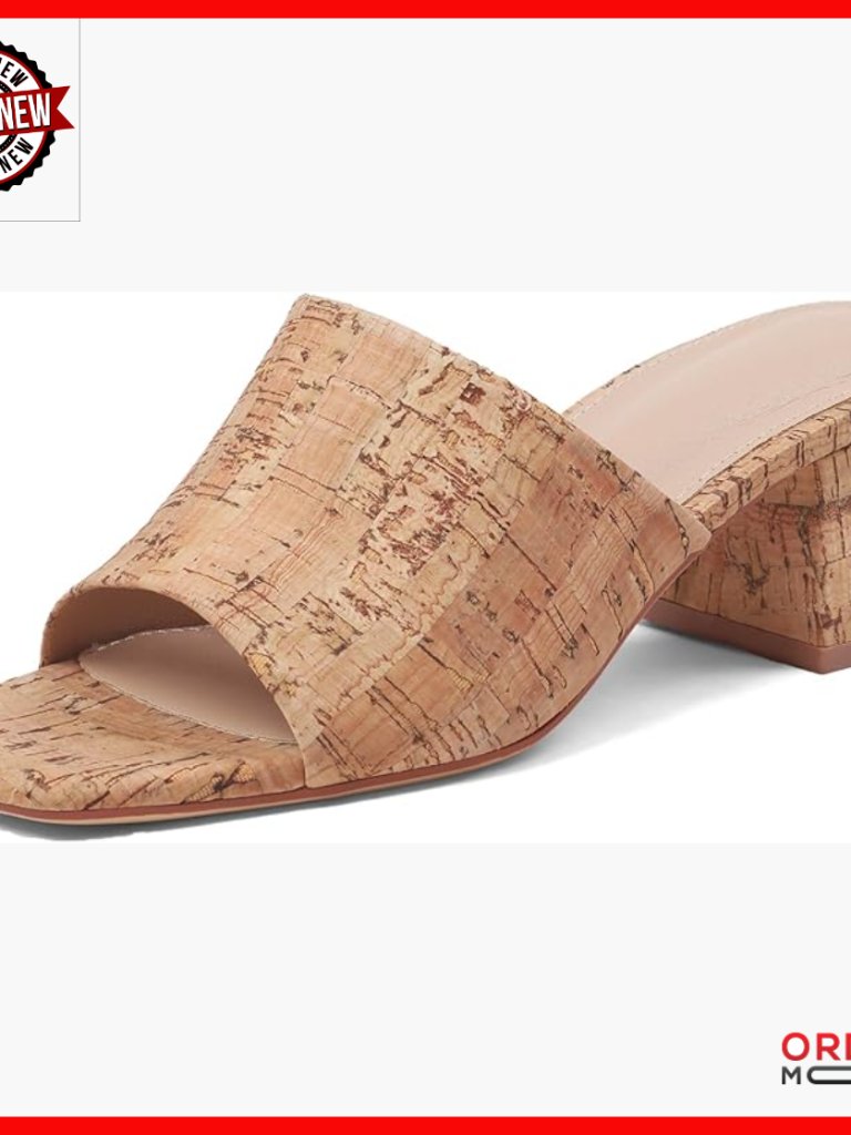 Raffia Heeled Sandals Chunky Block Heel Mules Square Open Toe Summer